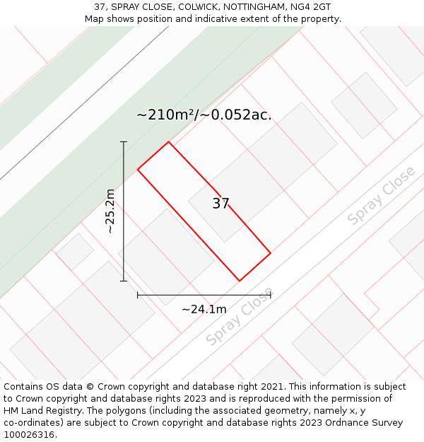 37, SPRAY CLOSE, COLWICK, NOTTINGHAM, NG4 2GT: Plot and title map