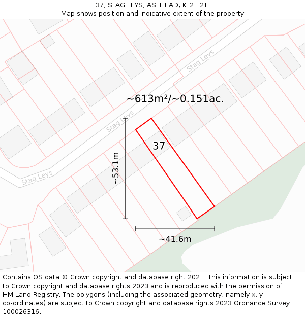 37, STAG LEYS, ASHTEAD, KT21 2TF: Plot and title map