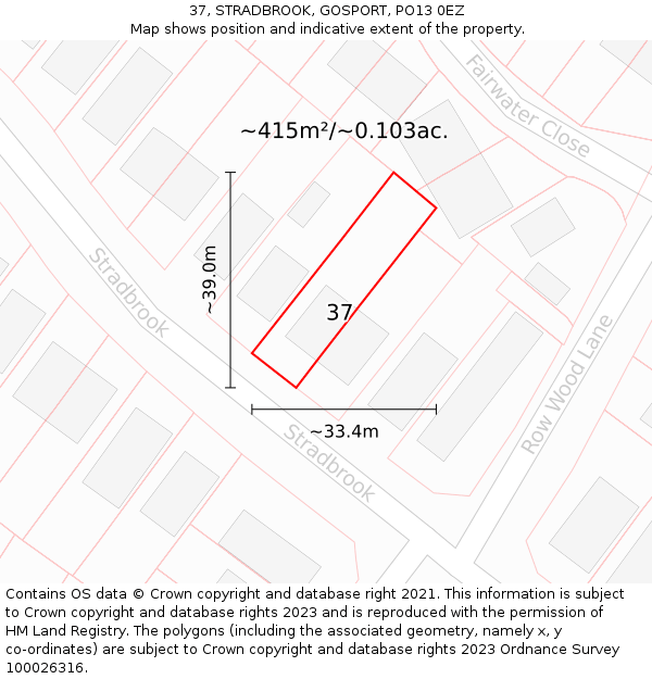 37, STRADBROOK, GOSPORT, PO13 0EZ: Plot and title map