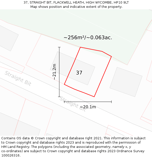 37, STRAIGHT BIT, FLACKWELL HEATH, HIGH WYCOMBE, HP10 9LT: Plot and title map