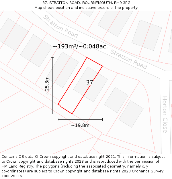 37, STRATTON ROAD, BOURNEMOUTH, BH9 3PG: Plot and title map
