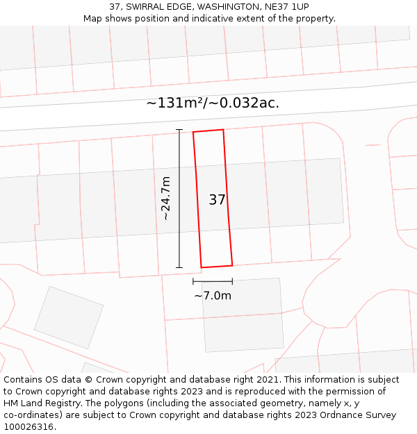 37, SWIRRAL EDGE, WASHINGTON, NE37 1UP: Plot and title map