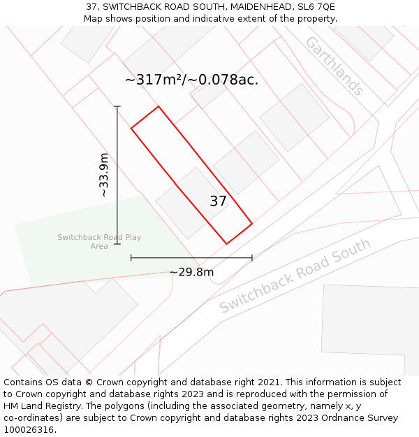 37, SWITCHBACK ROAD SOUTH, MAIDENHEAD, SL6 7QE: Plot and title map