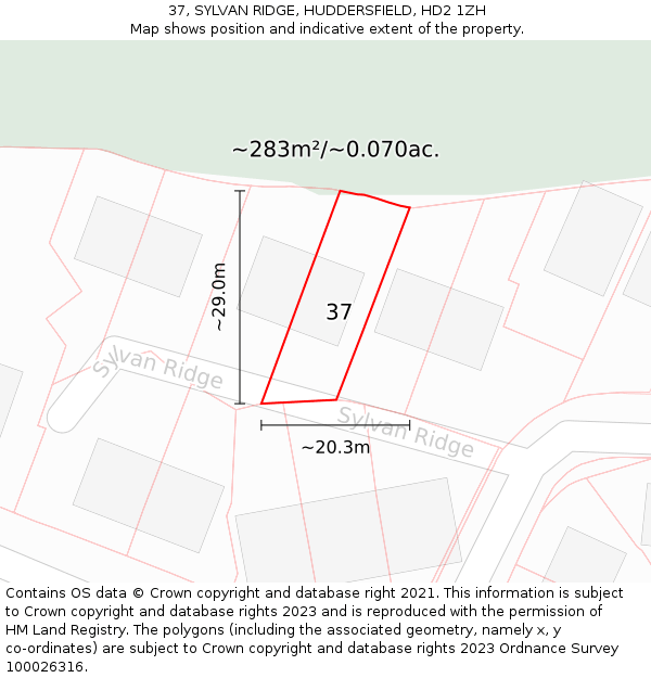 37, SYLVAN RIDGE, HUDDERSFIELD, HD2 1ZH: Plot and title map