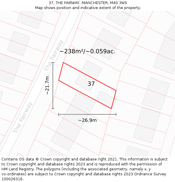 37, THE FAIRWAY, MANCHESTER, M40 3WS: Plot and title map