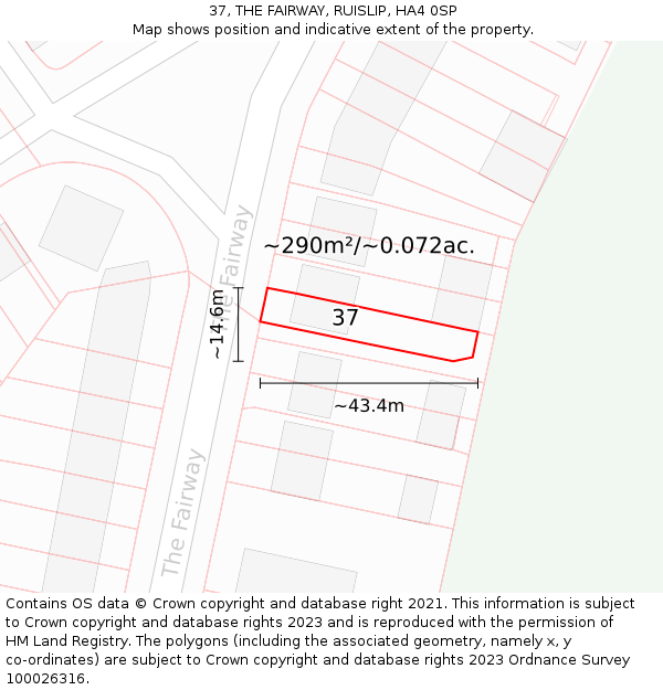 37, THE FAIRWAY, RUISLIP, HA4 0SP: Plot and title map
