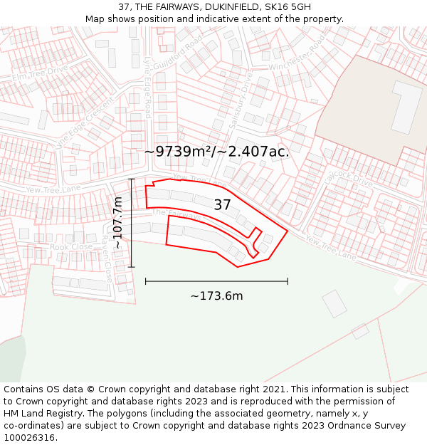 37, THE FAIRWAYS, DUKINFIELD, SK16 5GH: Plot and title map