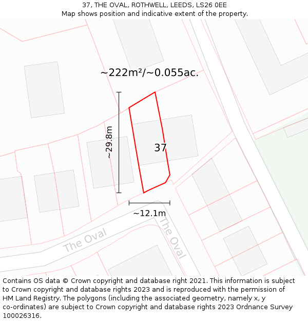 37, THE OVAL, ROTHWELL, LEEDS, LS26 0EE: Plot and title map