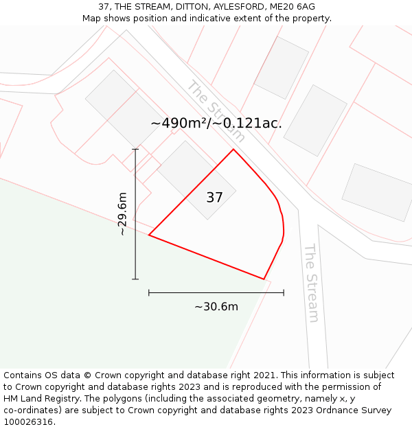 37, THE STREAM, DITTON, AYLESFORD, ME20 6AG: Plot and title map