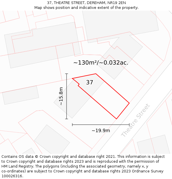 37, THEATRE STREET, DEREHAM, NR19 2EN: Plot and title map
