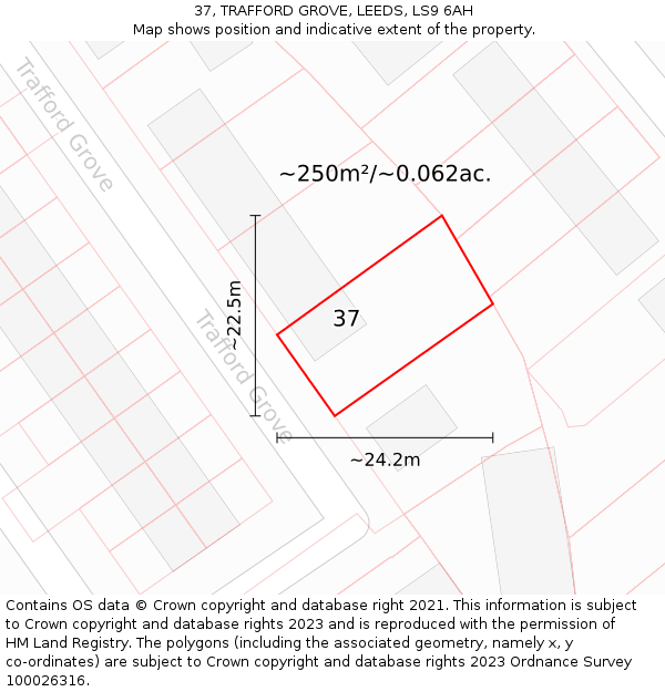 37, TRAFFORD GROVE, LEEDS, LS9 6AH: Plot and title map