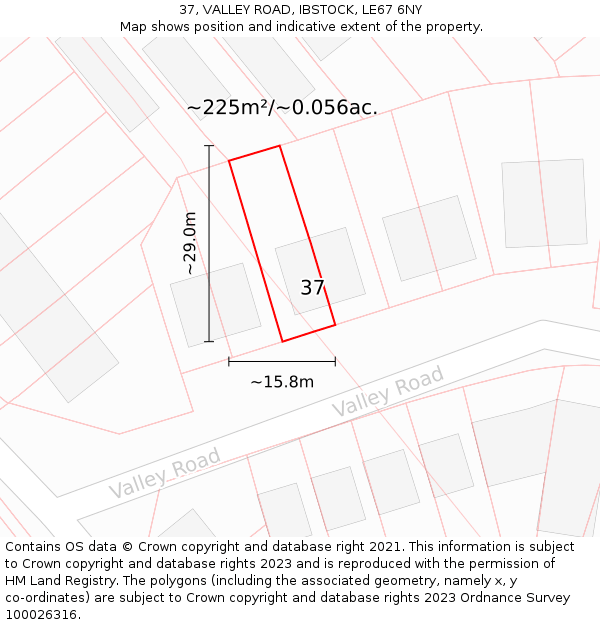37, VALLEY ROAD, IBSTOCK, LE67 6NY: Plot and title map