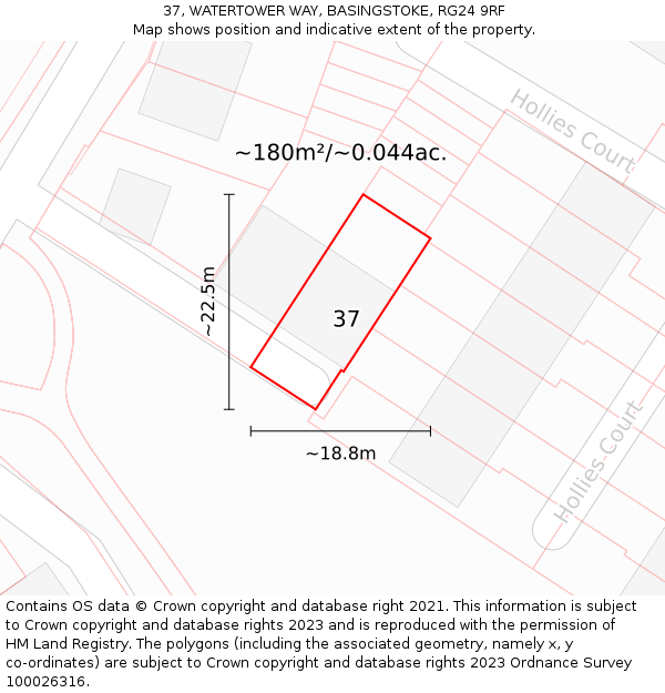 37, WATERTOWER WAY, BASINGSTOKE, RG24 9RF: Plot and title map