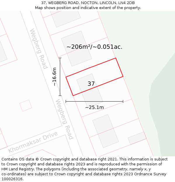37, WEGBERG ROAD, NOCTON, LINCOLN, LN4 2DB: Plot and title map