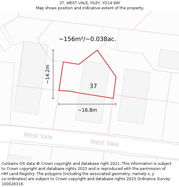 37, WEST VALE, FILEY, YO14 9AY: Plot and title map