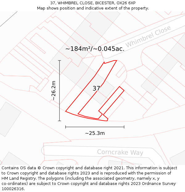37, WHIMBREL CLOSE, BICESTER, OX26 6XP: Plot and title map