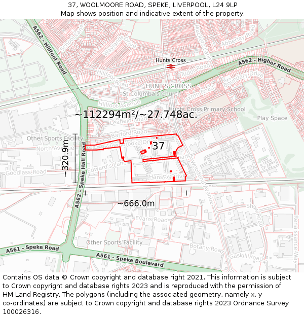 37, WOOLMOORE ROAD, SPEKE, LIVERPOOL, L24 9LP: Plot and title map