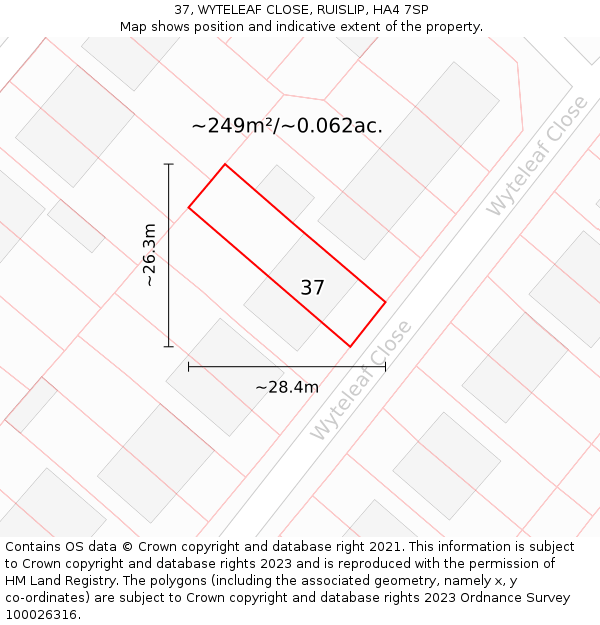 37, WYTELEAF CLOSE, RUISLIP, HA4 7SP: Plot and title map