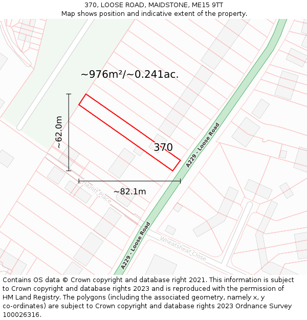 370, LOOSE ROAD, MAIDSTONE, ME15 9TT: Plot and title map