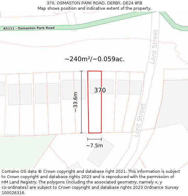 370, OSMASTON PARK ROAD, DERBY, DE24 8FB: Plot and title map