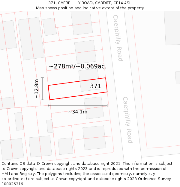 371, CAERPHILLY ROAD, CARDIFF, CF14 4SH: Plot and title map