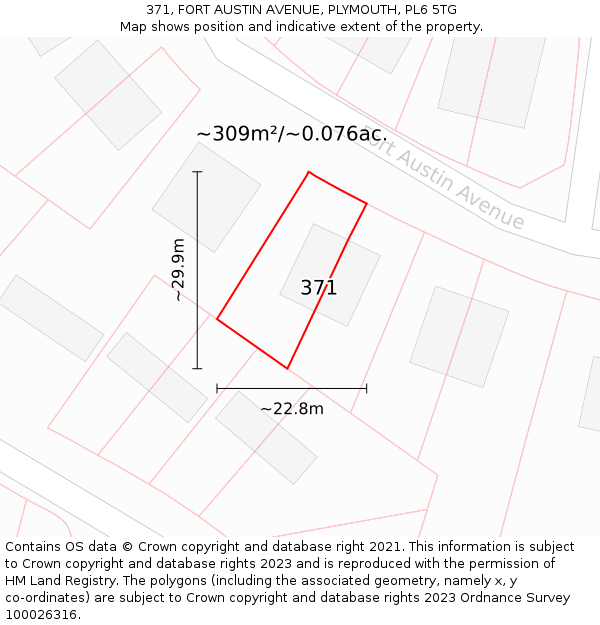 371, FORT AUSTIN AVENUE, PLYMOUTH, PL6 5TG: Plot and title map