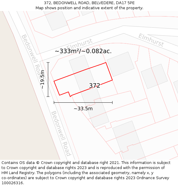 372, BEDONWELL ROAD, BELVEDERE, DA17 5PE: Plot and title map