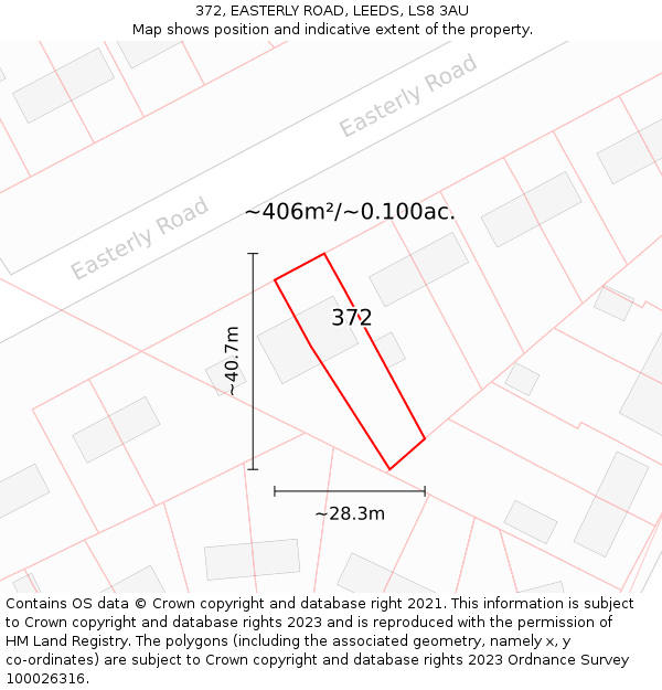 372, EASTERLY ROAD, LEEDS, LS8 3AU: Plot and title map