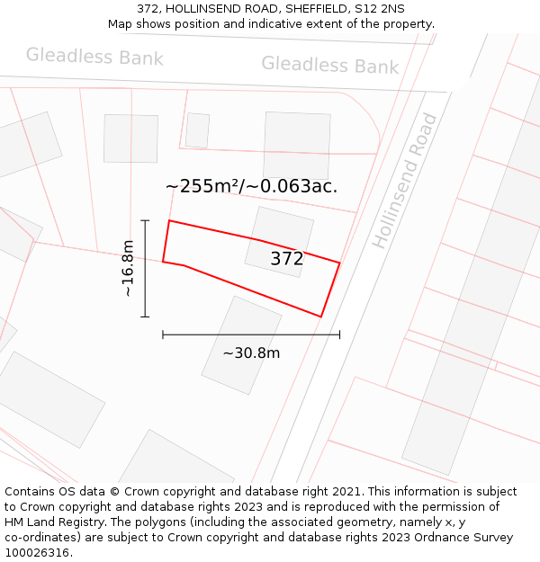 372, HOLLINSEND ROAD, SHEFFIELD, S12 2NS: Plot and title map