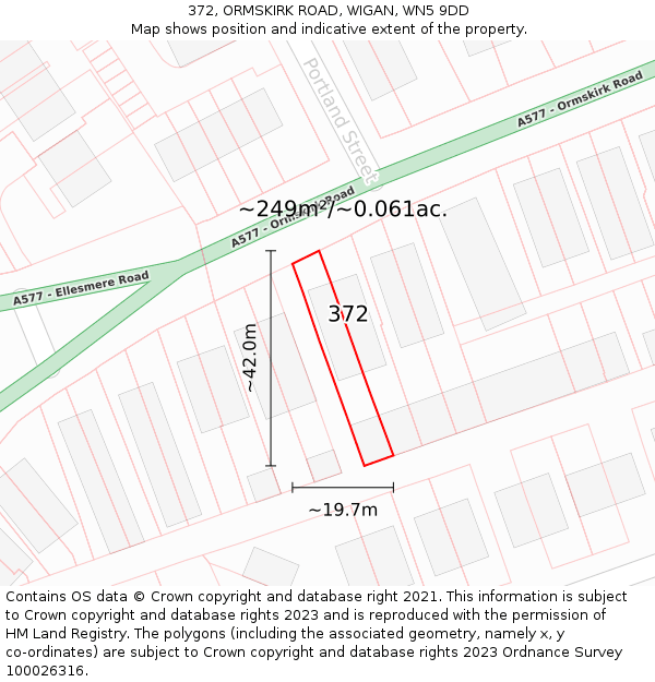 372, ORMSKIRK ROAD, WIGAN, WN5 9DD: Plot and title map
