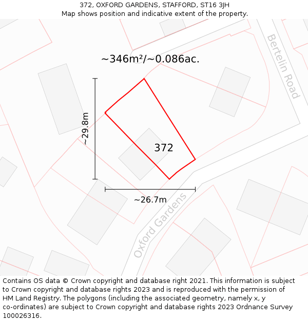 372, OXFORD GARDENS, STAFFORD, ST16 3JH: Plot and title map