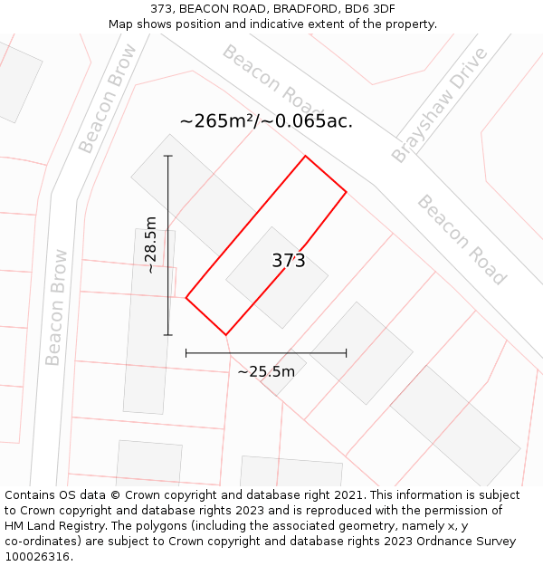 373, BEACON ROAD, BRADFORD, BD6 3DF: Plot and title map