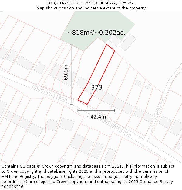 373, CHARTRIDGE LANE, CHESHAM, HP5 2SL: Plot and title map