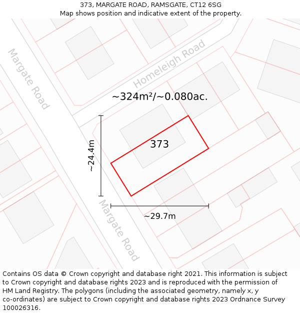 373, MARGATE ROAD, RAMSGATE, CT12 6SG: Plot and title map