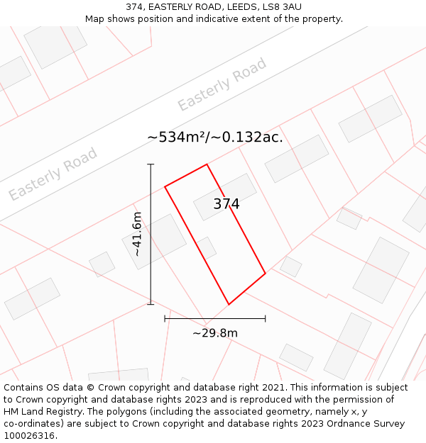 374, EASTERLY ROAD, LEEDS, LS8 3AU: Plot and title map