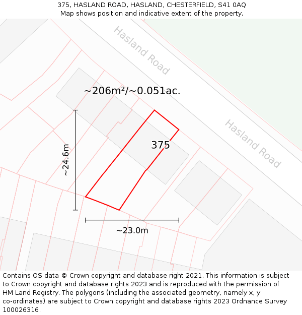 375, HASLAND ROAD, HASLAND, CHESTERFIELD, S41 0AQ: Plot and title map