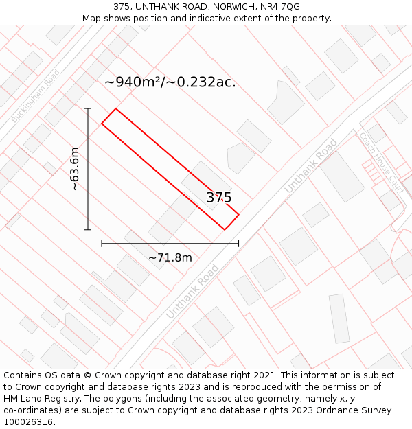 375, UNTHANK ROAD, NORWICH, NR4 7QG: Plot and title map