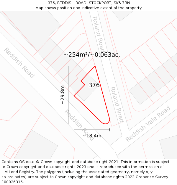 376, REDDISH ROAD, STOCKPORT, SK5 7BN: Plot and title map