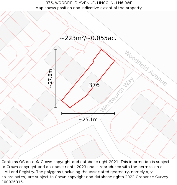 376, WOODFIELD AVENUE, LINCOLN, LN6 0WF: Plot and title map