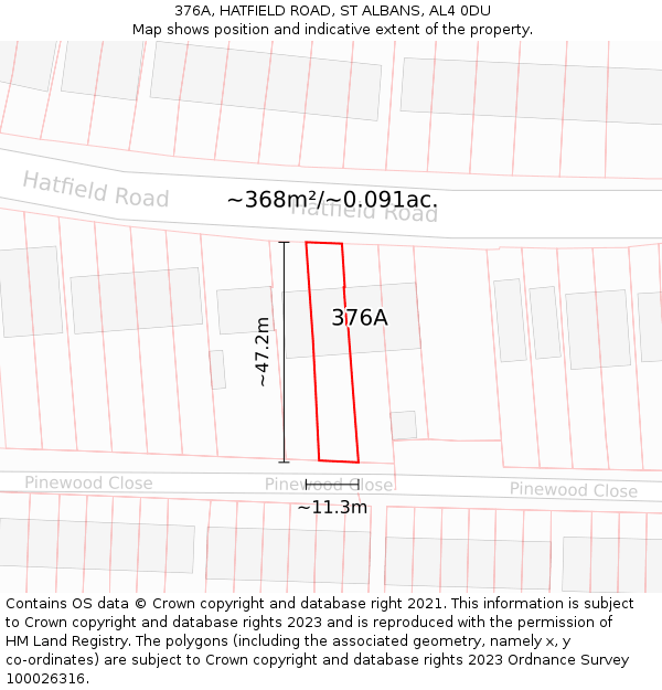 376A, HATFIELD ROAD, ST ALBANS, AL4 0DU: Plot and title map
