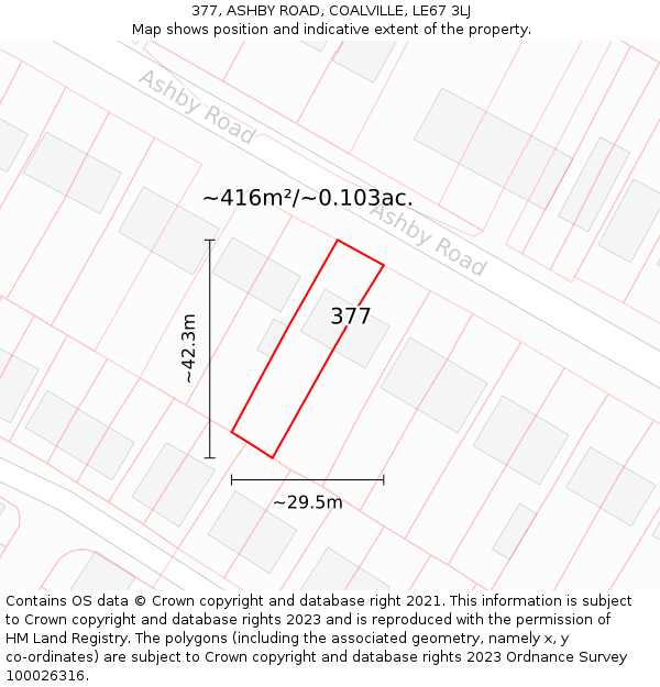 377, ASHBY ROAD, COALVILLE, LE67 3LJ: Plot and title map