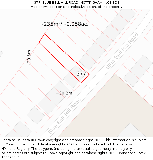 377, BLUE BELL HILL ROAD, NOTTINGHAM, NG3 3DS: Plot and title map