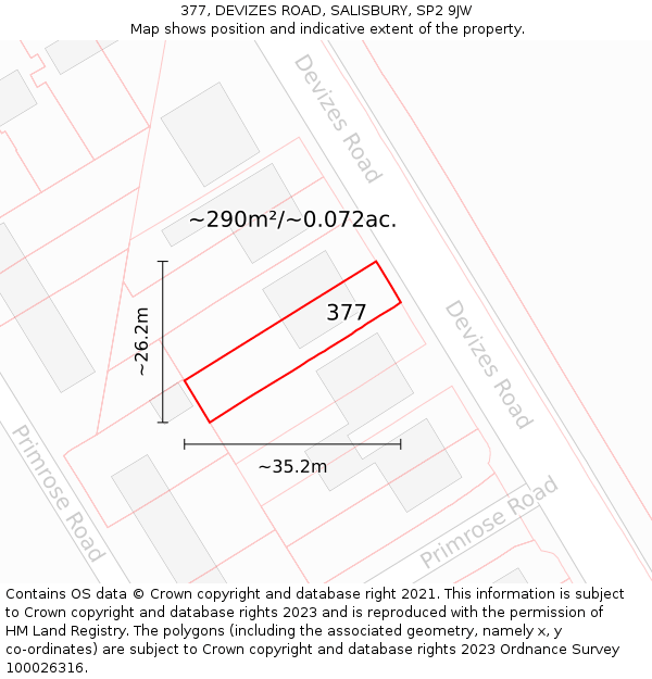 377, DEVIZES ROAD, SALISBURY, SP2 9JW: Plot and title map