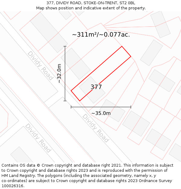 377, DIVIDY ROAD, STOKE-ON-TRENT, ST2 0BL: Plot and title map