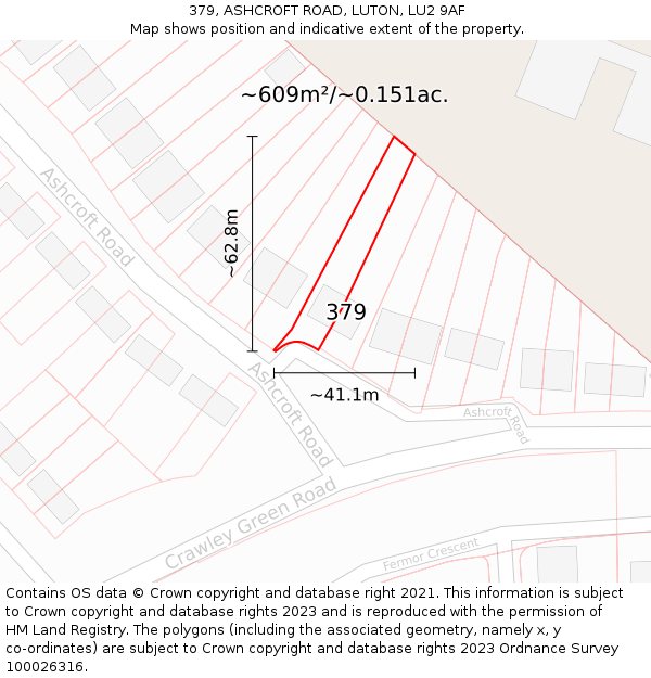 379, ASHCROFT ROAD, LUTON, LU2 9AF: Plot and title map
