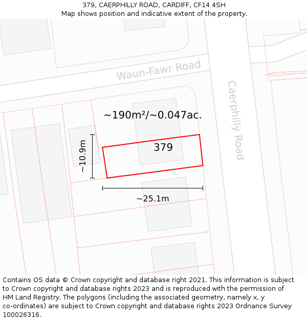 379, CAERPHILLY ROAD, CARDIFF, CF14 4SH: Plot and title map