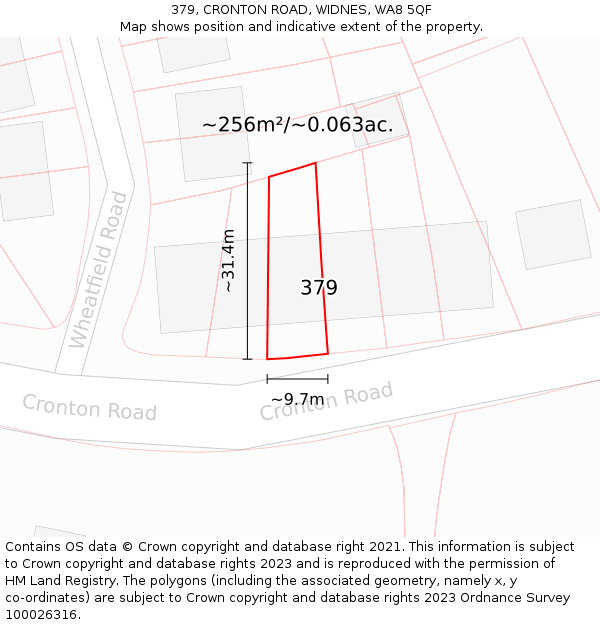 379, CRONTON ROAD, WIDNES, WA8 5QF: Plot and title map