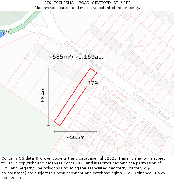 379, ECCLESHALL ROAD, STAFFORD, ST16 1PF: Plot and title map