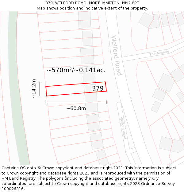 379, WELFORD ROAD, NORTHAMPTON, NN2 8PT: Plot and title map