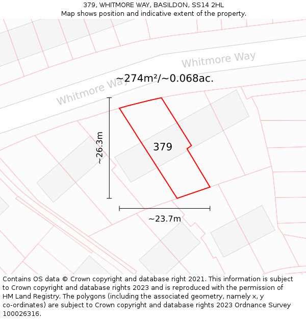 379, WHITMORE WAY, BASILDON, SS14 2HL: Plot and title map
